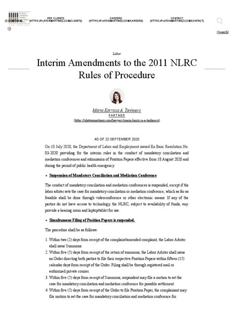 Interim Amendments to the 2011 NLRC Rules of Procedure.